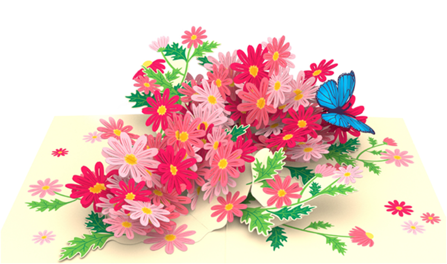 Red Flowers Butter-fly Pop-up 3D, P140